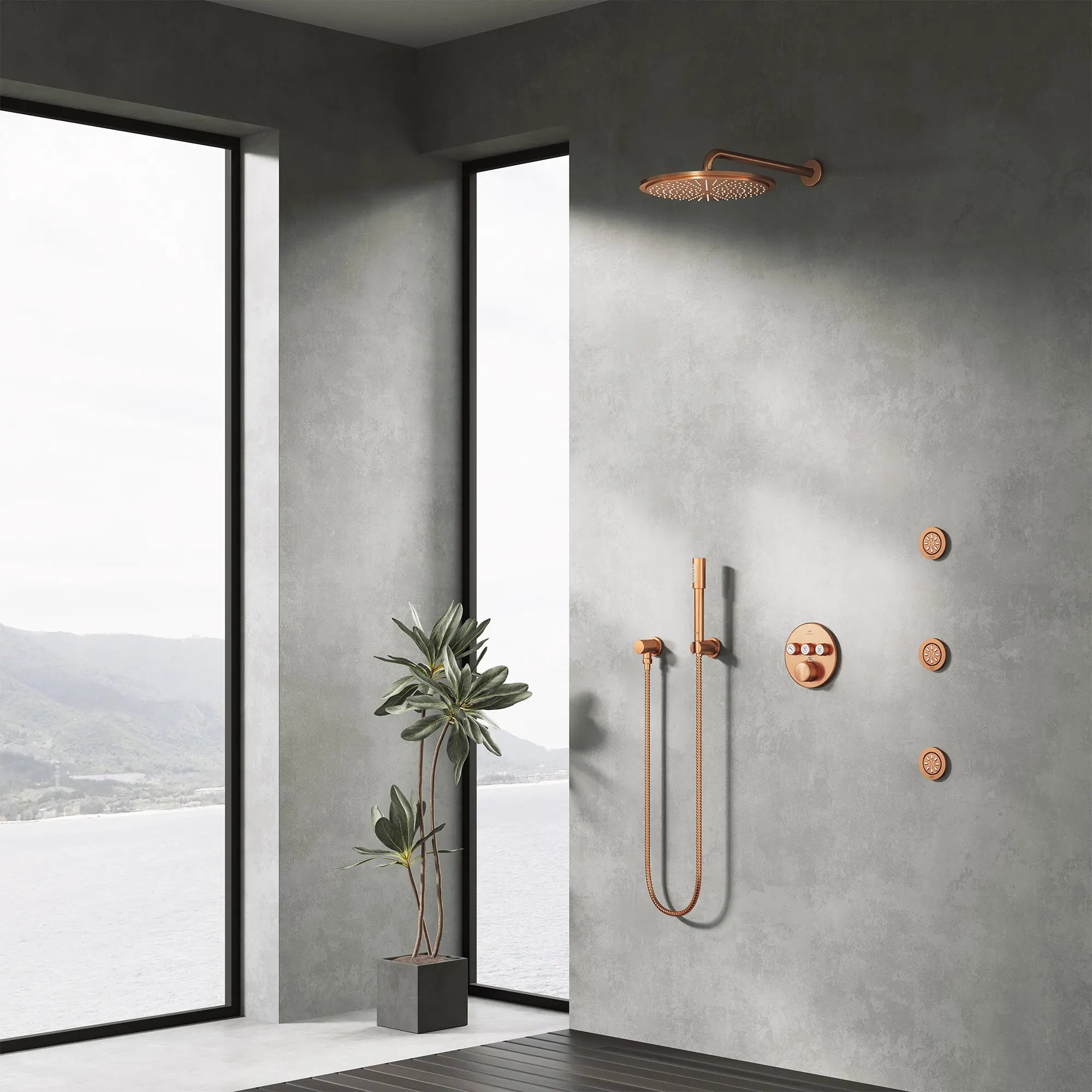 59" Metal Shower Hose // BRUSHED WARM SUNSET // 281320_Rainshower_EnvironmentCloseUp_112096DL0_28540DL0_29138DL0_26866DL0_26994DL0_27074DL0_26634DL0_26844DL0_0001_NOVEMBER2025_1_CDNwebp.webp