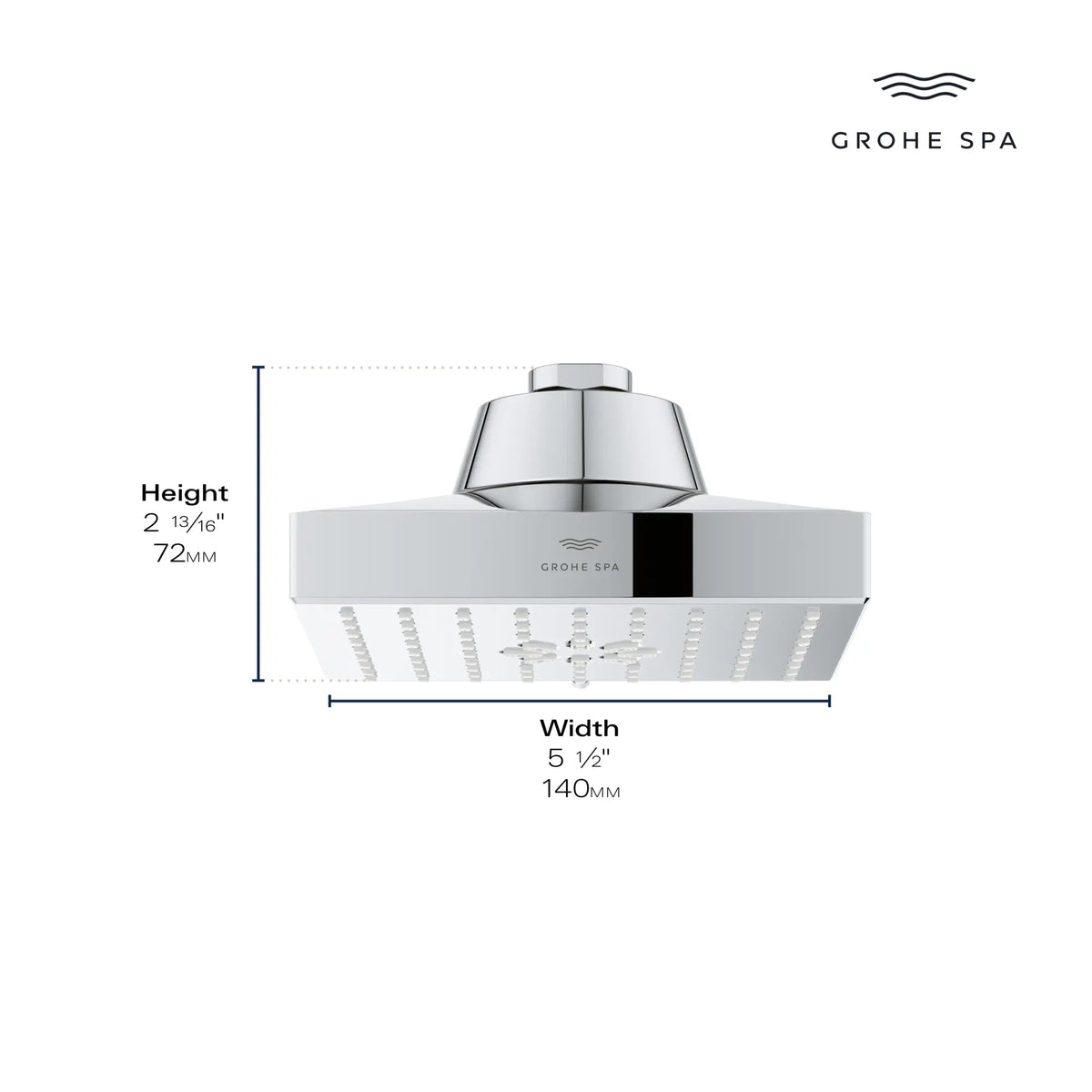 Rainshower Aqua Multi Spray 5 1/2" Square Shower Head with AquaBooster 1.75 GPM (6.6 L/min) // HARD GRAPHITE // 281416_AquaBooster_Infographic_111672_111673_0001_JAN2026_0_CDNwebp.webp