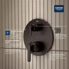 [1062350000] Listra 2-Handle Pressure Balance Valve Trim with 3-Way Diverter with Cartridge - GROHE StarLight Chrome