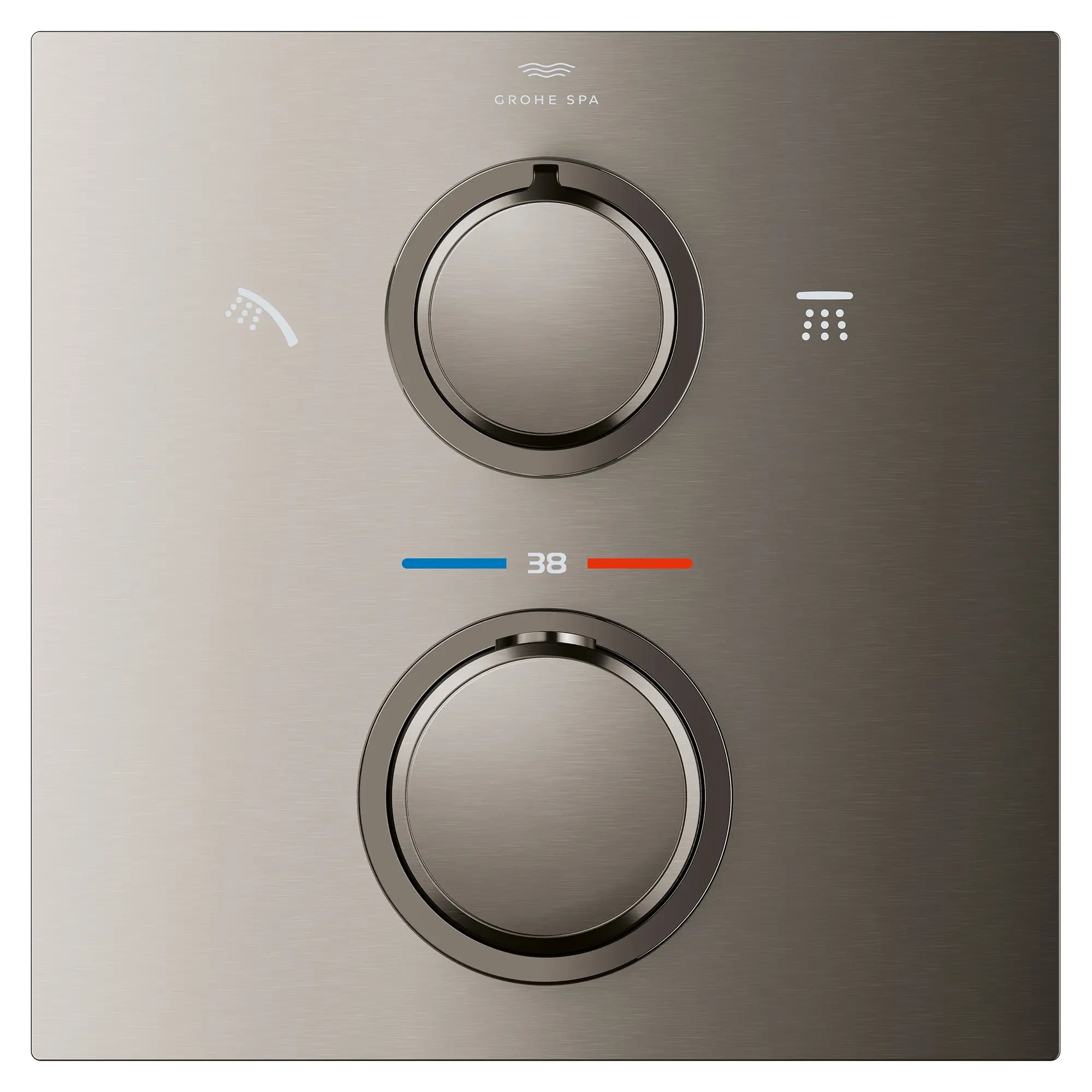 Allure Dual Function 2-Handle Thermostatic Valve Trim // BRUSHED HARD GRAPHITE // 282203_Allure_SiloFront_29178AL1_0001_March2026_0_CDNwebp.webp