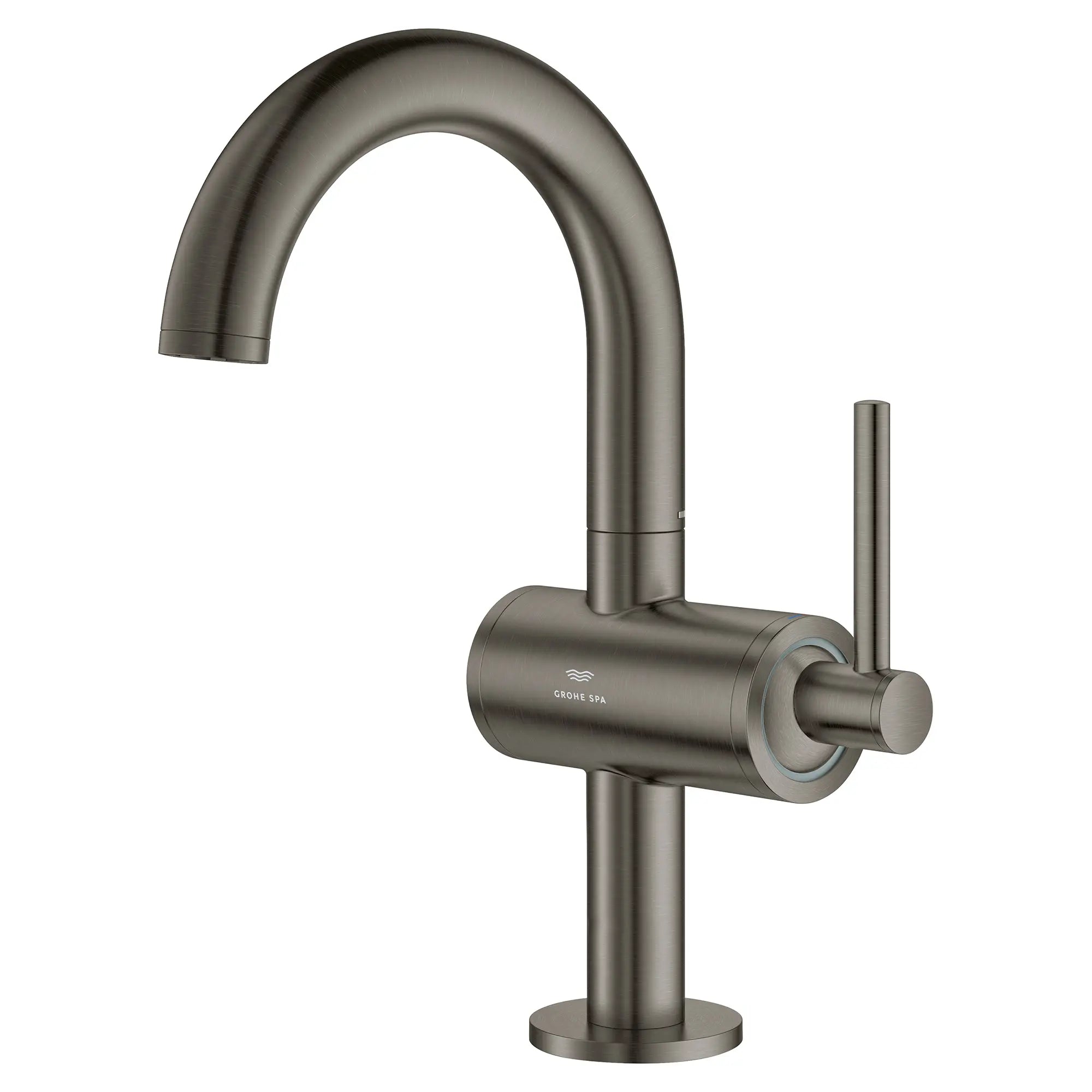 Atrio Single Hole Single-Handle M-Size Bathroom Faucet, 1.2 GPM (4.5 L/min) // BRUSHED HARD GRAPHITE // 282220_Atrio_SiloLeft_24351AL0_0001_March2026_0_CDNwebp.webp