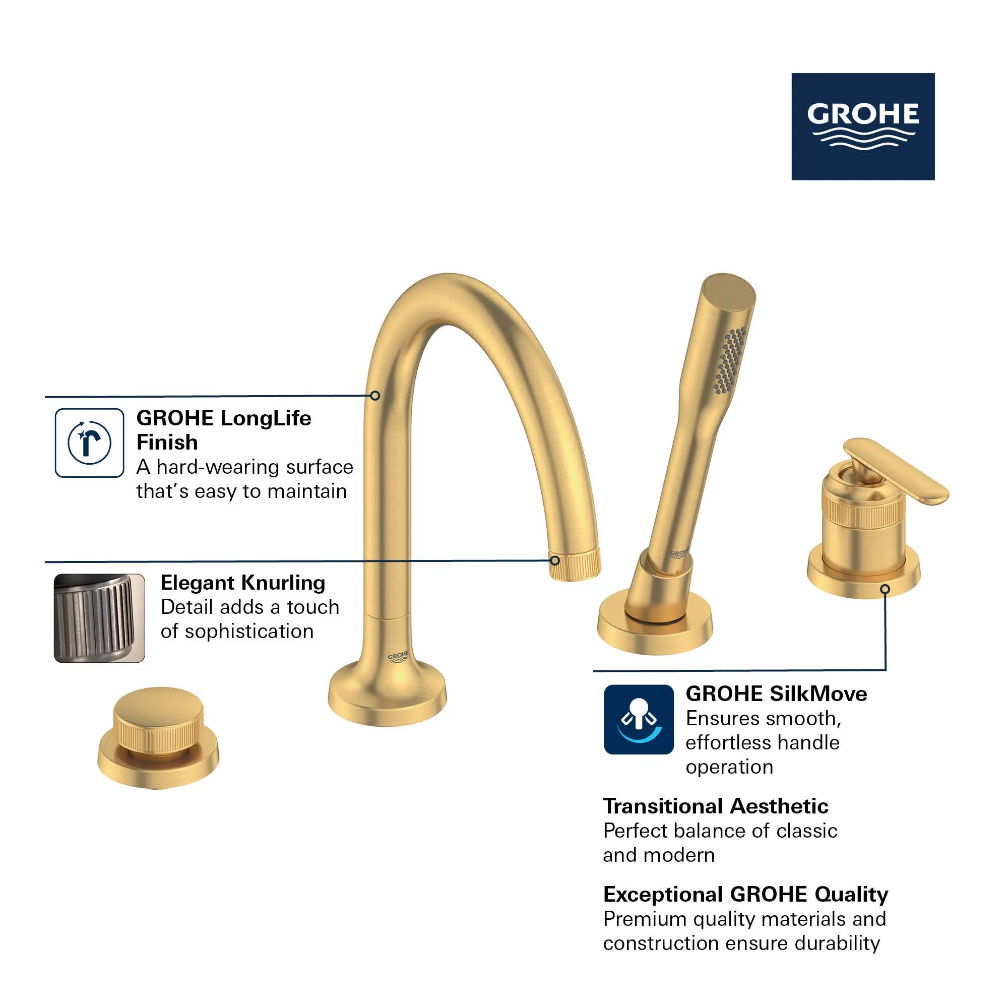 Listra 4-Hole Single-Handle Deck Mount Roman Tub Faucet with 1.75 gpm (6.6L/min) Hand Shower // BRUSHED COOL SUNRISE // 282330_Listra_Infographic_1062370_0001_MAR2026_0_CDNwebp.webp