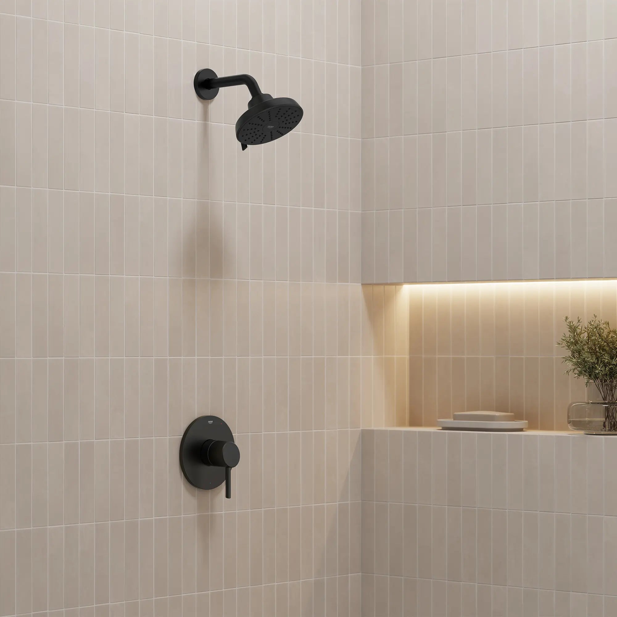 Tempesta 140 with AquaBooster Round Multi Spray Shower Head 1.75 GPM (6.6L/min) // MATTE BLACK // 282675_Aqua_Booster_EnvironmentFull_1117462430_144682430_0001_MARCH2026_1_CDNwebp.webp