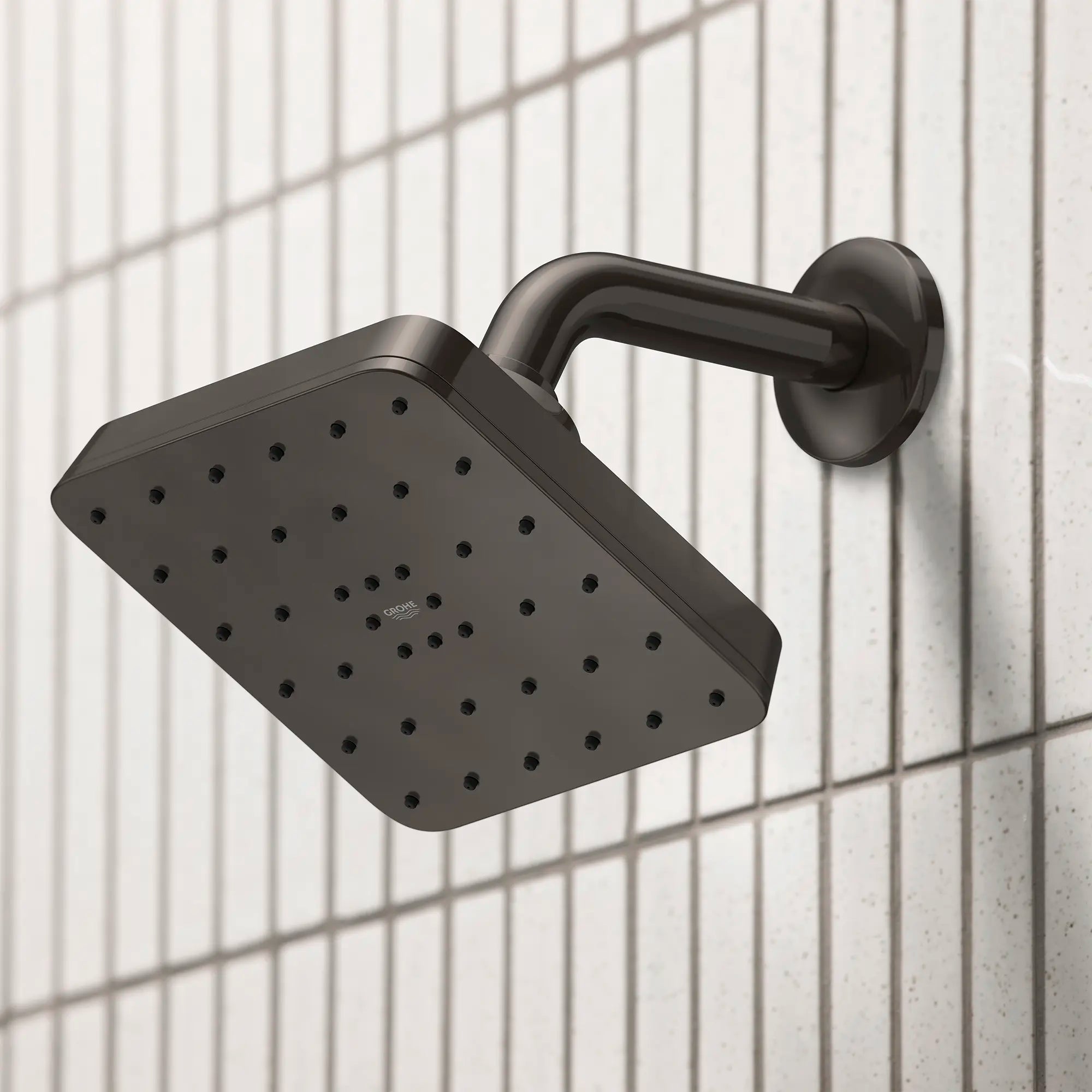 Euphoria 140 with AquaBooster Square Single Spray Shower Head 1.75 GPM (6.6L/min) // HARD GRAPHITE // 282683_Aqua_Booster_EnvironmentCloseUp_111718A000_0001_MARCH2026_1_CDNwebp.webp