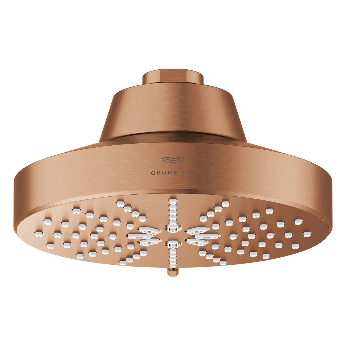 Rainshower Aqua 140 Multi Spray 5 1/2" Shower Head with AquaBooster 1.75 GPM (6.6 L/min) // BRUSHED WARM SUNSET // 283603_Aquabooster_SiloFront_111611DL00_111659DL00_0001_April2026_0_CDNwebp.webp