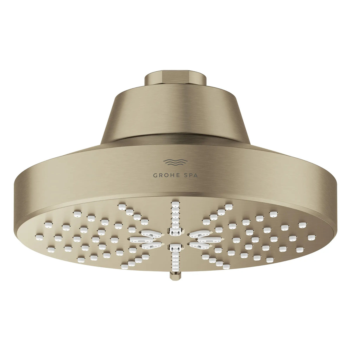 Rainshower Aqua Multi Spray 5 1/2" Showerhead with AquaBooster 2.5 GPM (9.5 L/min) // BRUSHED NICKEL INFINITYFINISH // 283604_Aquabooster_SiloFront_111611EN00_111659EN00_001_01_0001_April2026_0_CDNwebp.webp