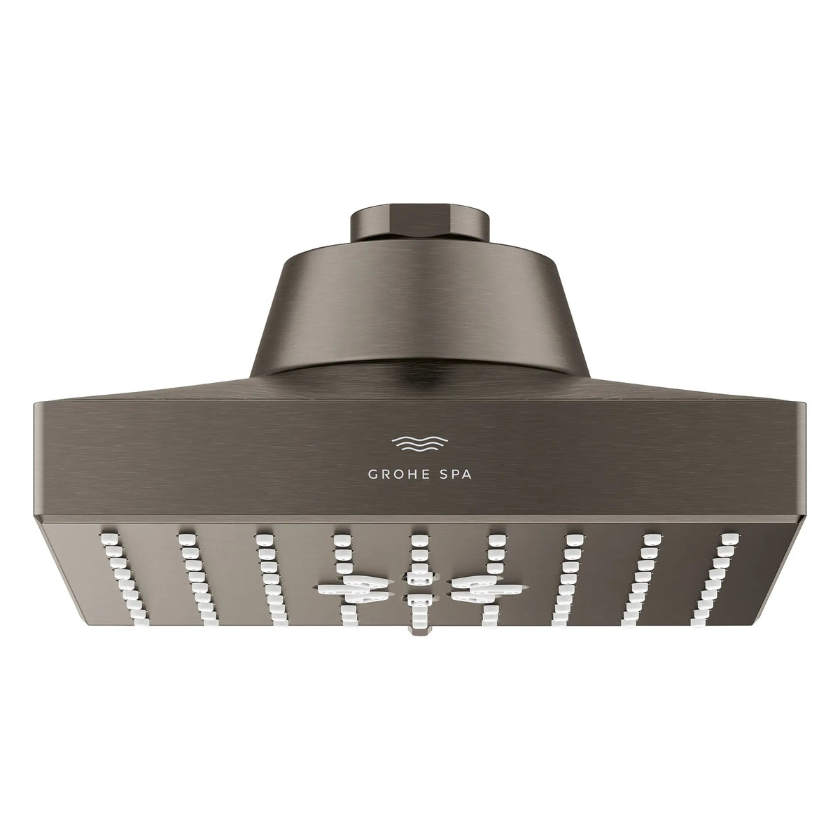 Rainshower Aqua Multi Spray 5 1/2" Square Shower Head with AquaBooster 1.75 GPM (6.6 L/min) // BRUSHED HARD GRAPHITE // 283611_Aquabooster_SiloFront_111672AL00_0001_April2026_0_CDNwebp.webp
