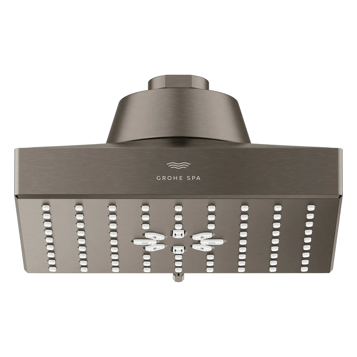 Rainshower Aqua Multi Spray 5 1/2" Square Shower Head with AquaBooster 1.75 GPM (6.6 L/min) // BRUSHED HARD GRAPHITE // 283612_Aquabooster_SiloFront_111672AL00_111673AL00_0001_April2026_0_CDNwebp.webp