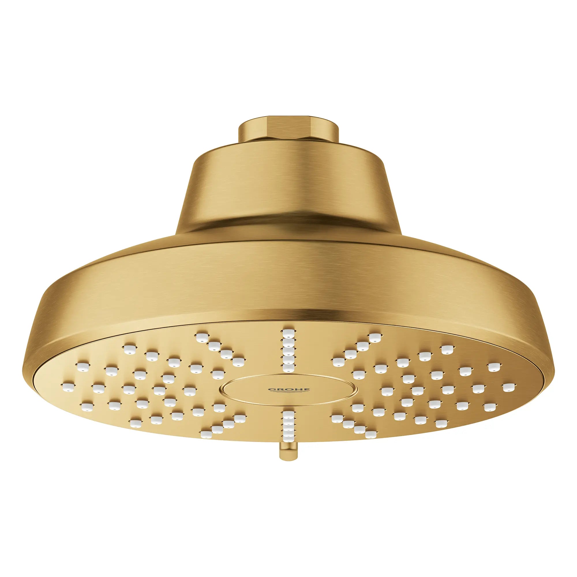Tempesta 140 with AquaBooster Round Multi Spray Shower Head 1.75 GPM (6.6L/min) // BRUSHED COOL SUNRISE // 283634_Aquabooster_SiloFront_111746GN00_0001_April2026_0_CDNwebp.webp