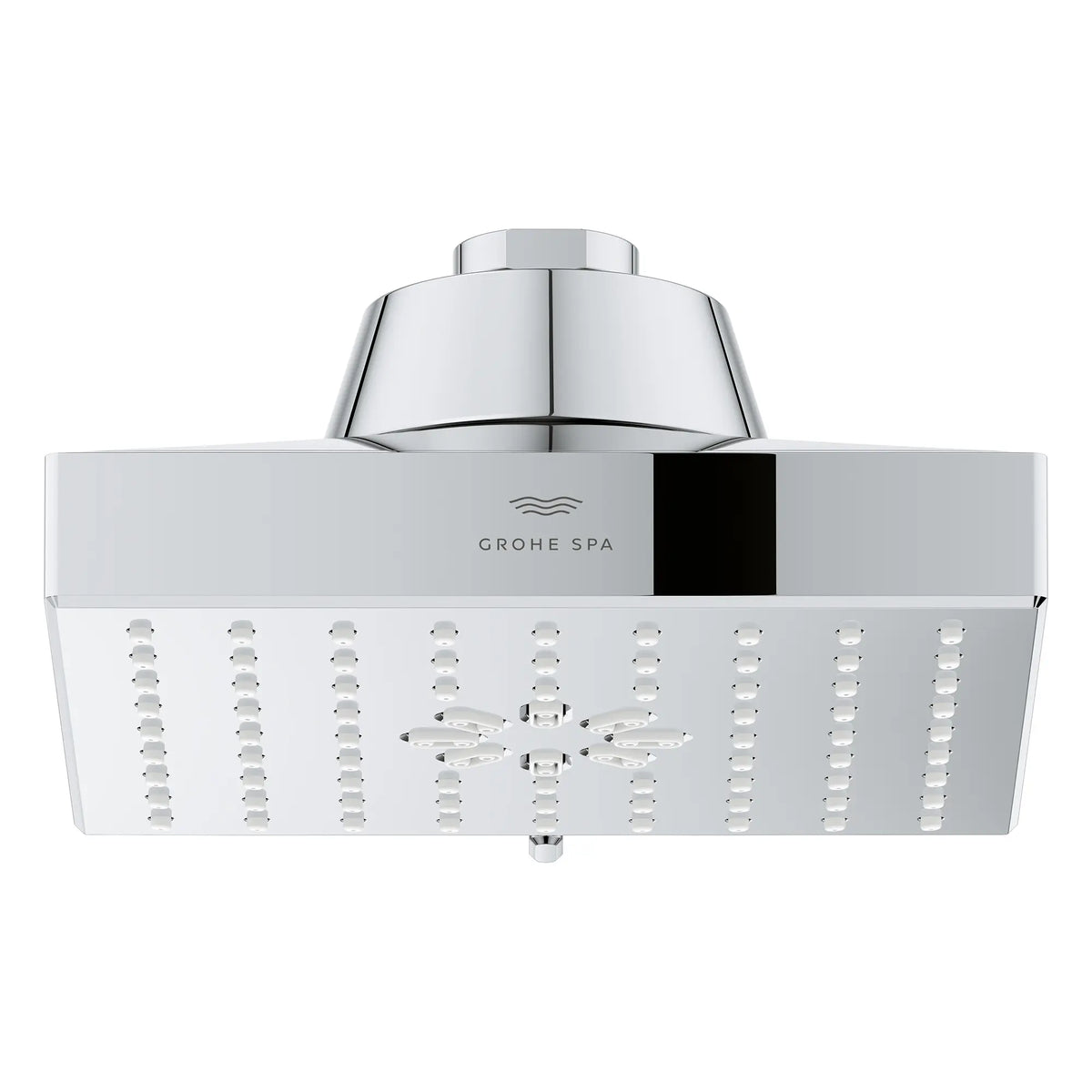 Rainshower Aqua Multi Spray 5 1/2" Square Showerhead with AquaBooster 2.5 GPM (9.5 L/min) // GROHE STARLIGHT CHROME // 283638_Aquabooster_SiloFront_1116720000_1116730000_0001_April2026_0_CDNwebp.webp