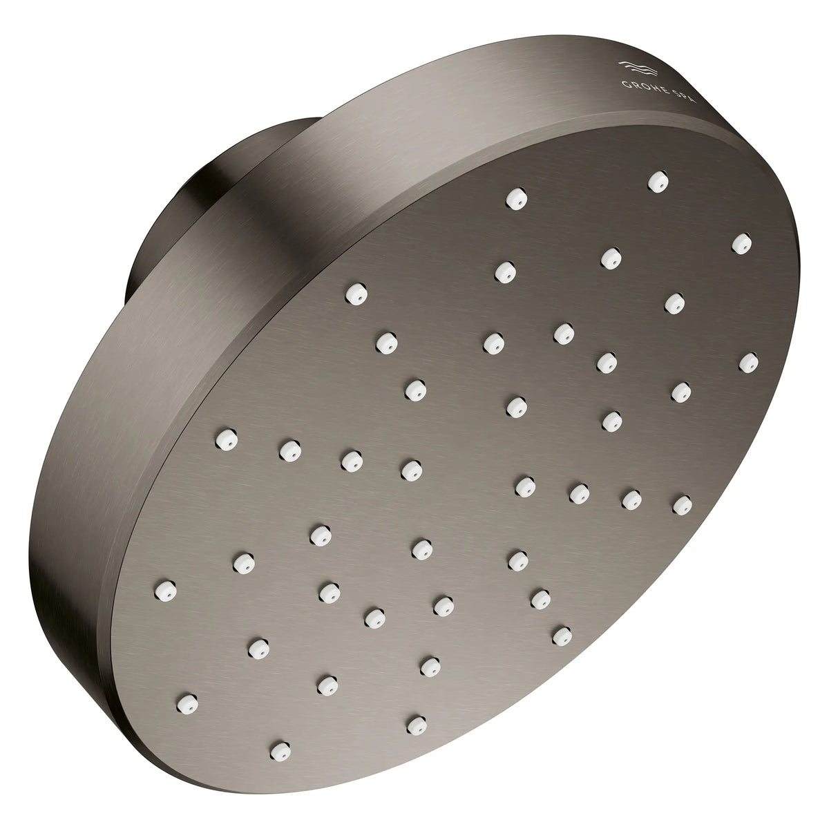 Rainshower Aqua 140 Single Spray 5 1/2" Showerhead with AquaBooster 2.5 GPM (9.5 L/min) // BRUSHED HARD GRAPHITE // 283781_Aquabooster_SiloRight_111518AL00_111519AL00_002_01_0001_April2026_0_CDNwebp.webp