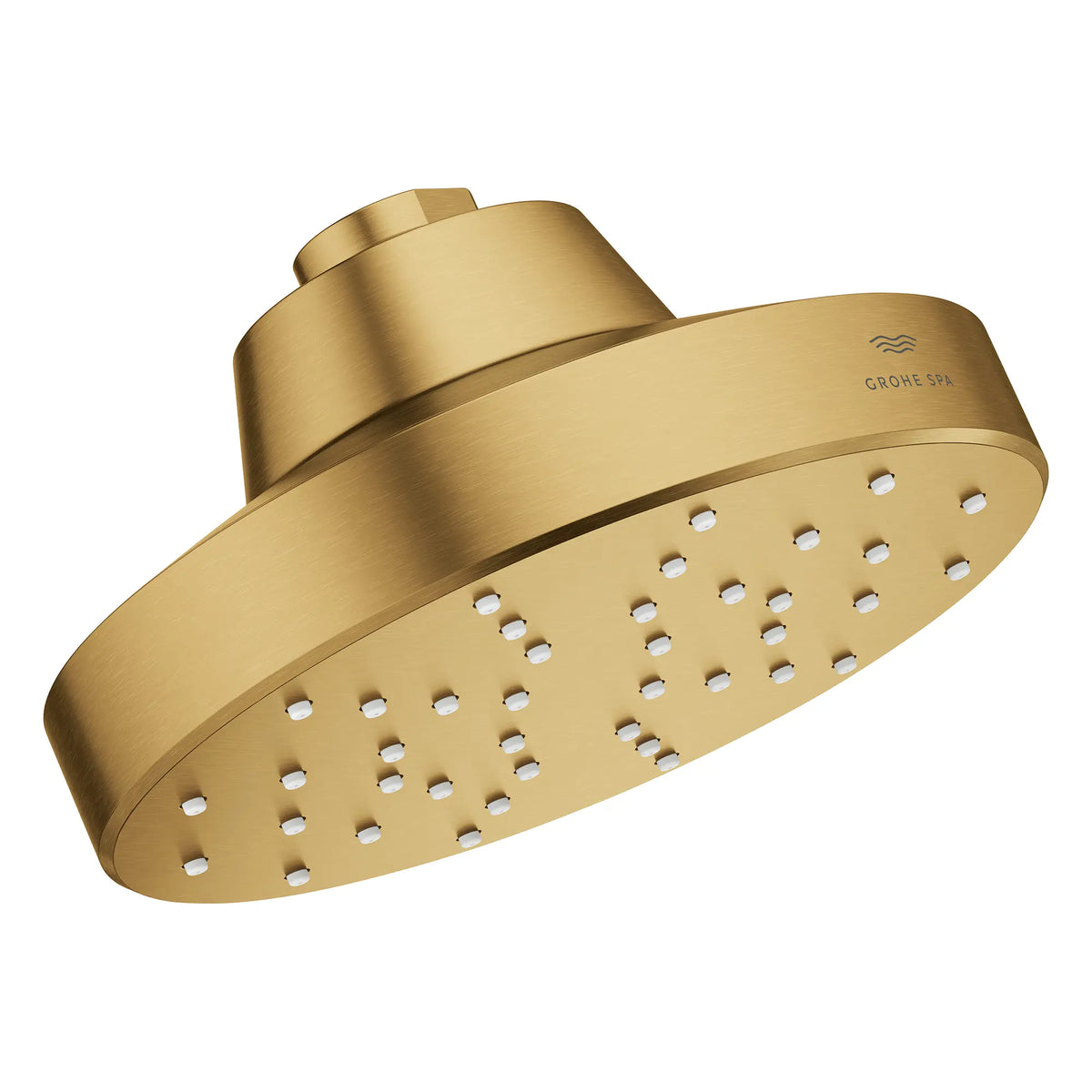 Rainshower Aqua 140 Single Spray 5 1/2" Showerhead with AquaBooster 2.5 GPM (9.5 L/min) // BRUSHED COOL SUNRISE // 283786_Aquabooster_SiloRight_111518GN00_111519GN00_010_01_0001_April2026_0_CDNwebp.webp