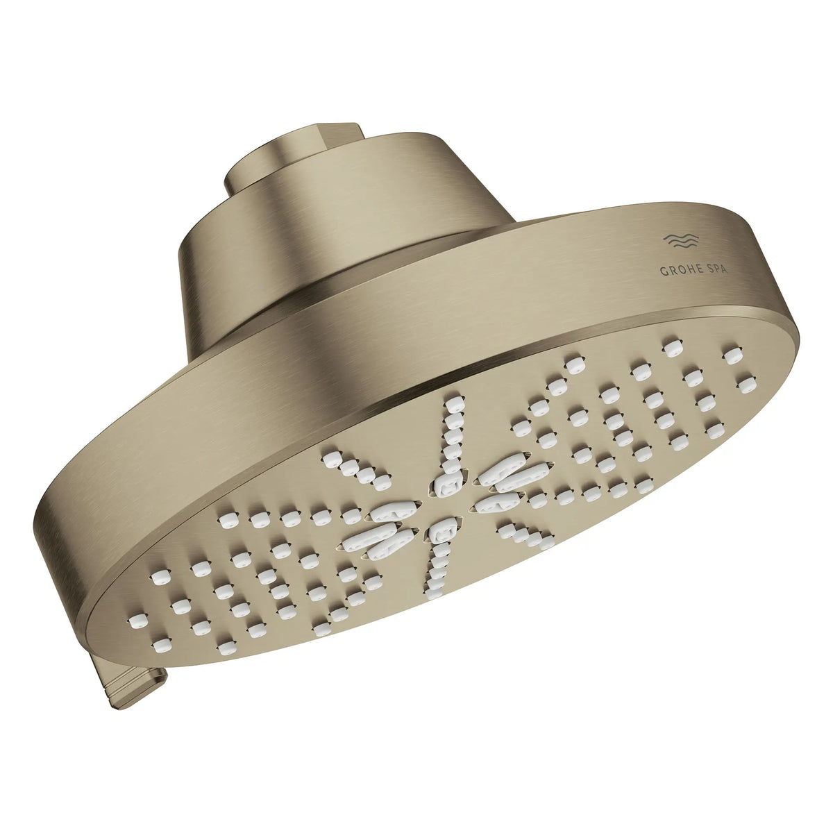 Rainshower Aqua Multi Spray 5 1/2" Showerhead with AquaBooster 2.5 GPM (9.5 L/min) // BRUSHED NICKEL INFINITYFINISH // 283792_Aquabooster_SiloRight_111611EN00_111659EN00_010_01_0001_April2026_0_CDNwebp.webp