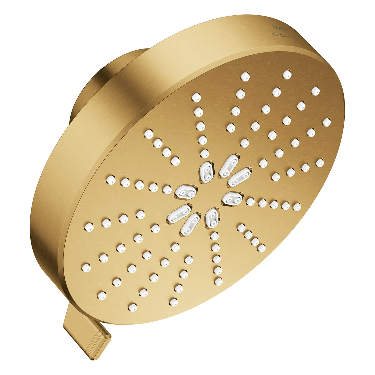 Rainshower Aqua Multi Spray 5 1/2" Showerhead with AquaBooster 2.5 GPM (9.5 L/min) // BRUSHED COOL SUNRISE // 283793_Aquabooster_SiloRight_111611GN00_111659GN00_002_01_0001_April2026_0_CDNwebp.webp