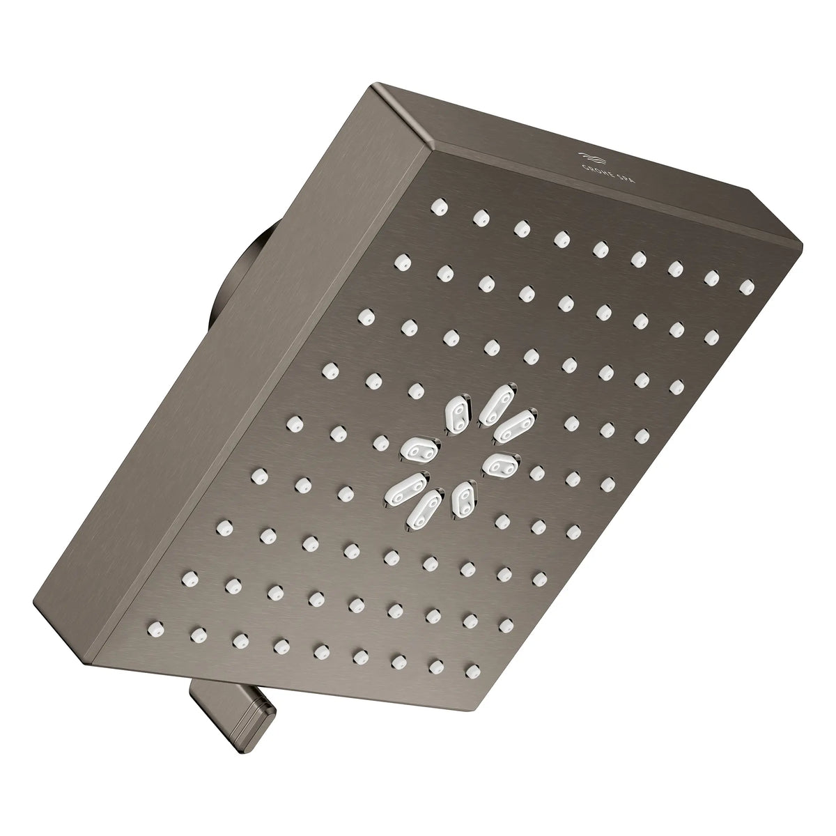 Rainshower Aqua Multi Spray 5 1/2" Square Shower Head with AquaBooster 1.75 GPM (6.6 L/min) // BRUSHED HARD GRAPHITE // 283801_Aquabooster_SiloRight_111672AL00_111673AL00_0001_April2026_0_CDNwebp.webp