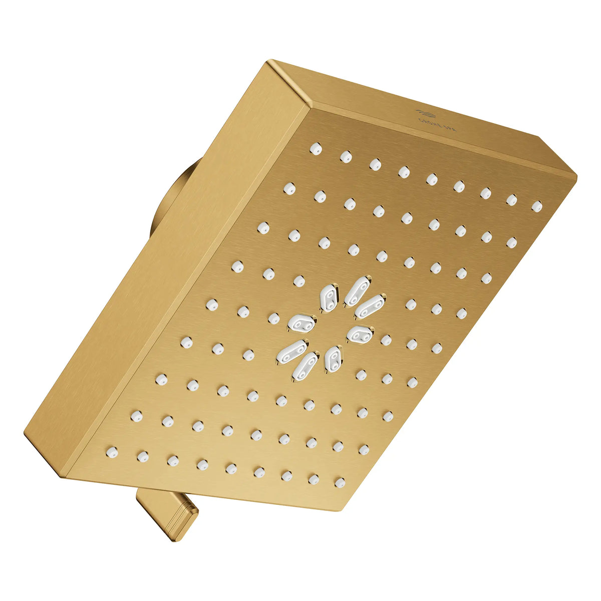 Rainshower Aqua Multi Spray 5 1/2" Square Showerhead with AquaBooster 2.5 GPM (9.5 L/min) // BRUSHED COOL SUNRISE // 283807_Aquabooster_SiloRight_111672GN00_111673GN00_002_01_0001_April2026_0_CDNwebp.webp