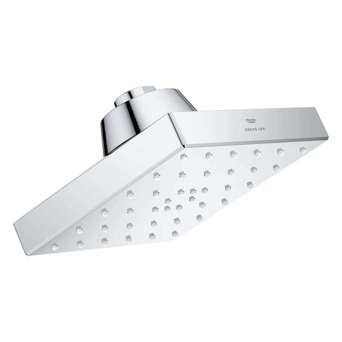 Rainshower Aqua Single Spray 5 1/2" Square Showerhead with AquaBooster 1.75 GPM (6.6 L/min) // GROHE STARLIGHT CHROME // 283846_Aquabooster_SiloRight_1116610000_1116680000_0001_April2026_0_CDNwebp.webp