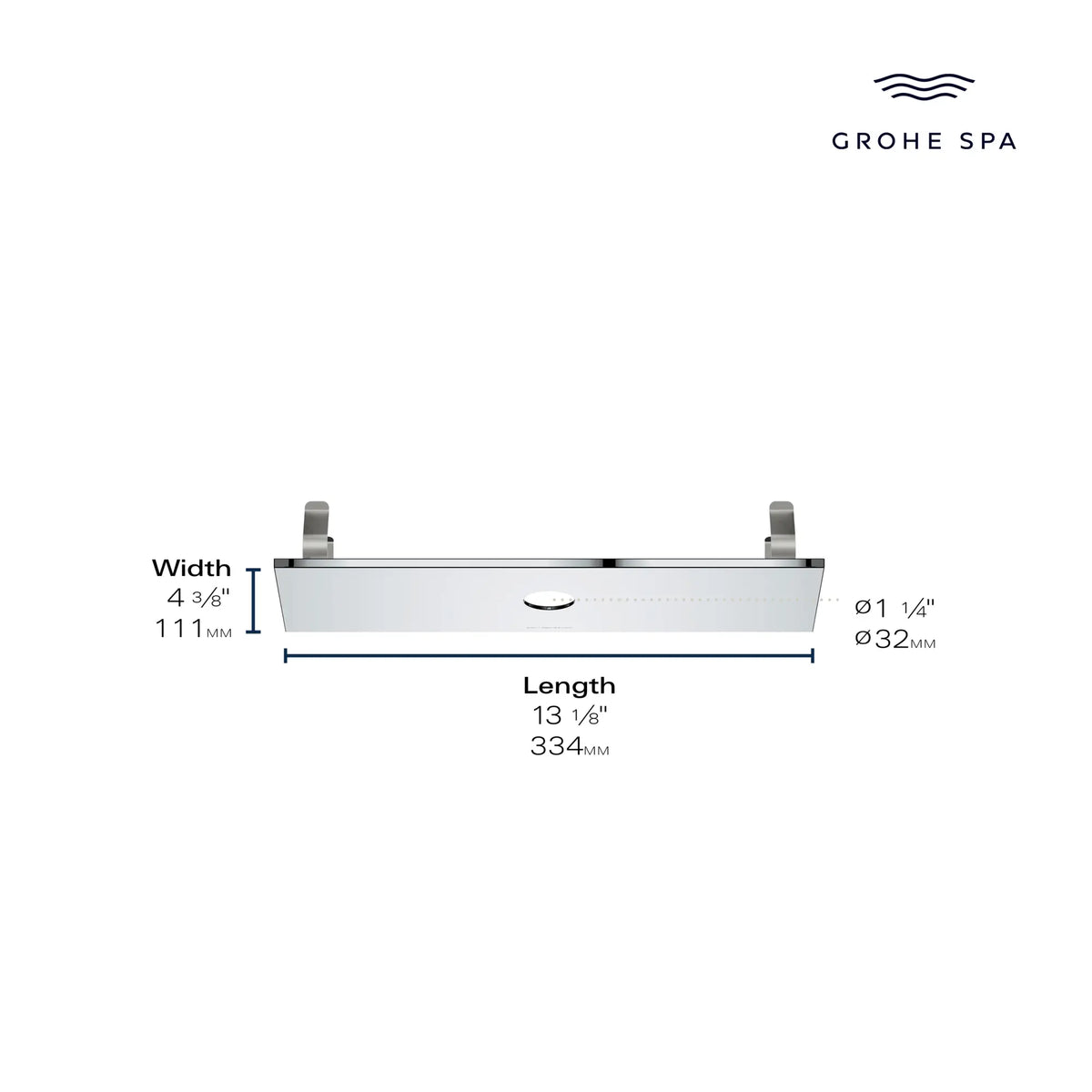 Rainshower Aqua Tiles Pure Trim Plate 1.75 GPM (6.6 L/min) // BRUSHED HARD GRAPHITE // 284189_GROHE_AquaTiles_Infographic_1050940000_0001_April2026_0_CDNwebp.webp
