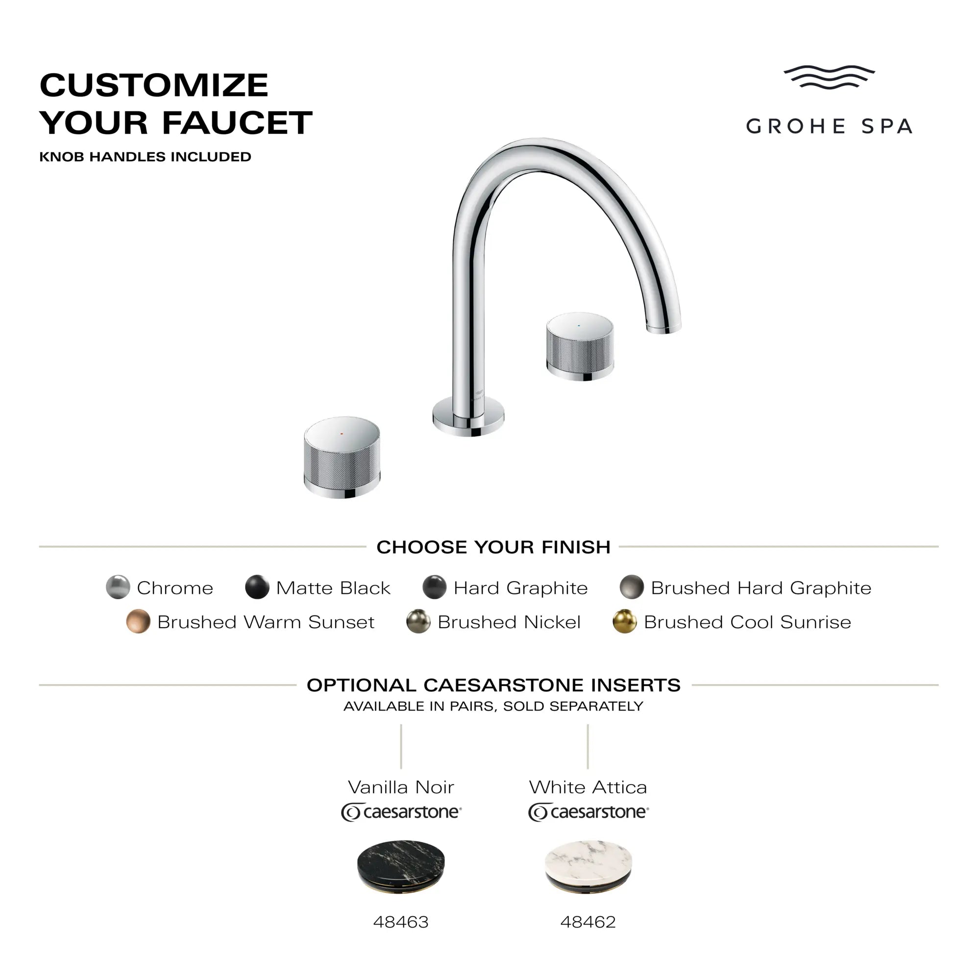 Atrio Private Collection 3-Hole 2-Handle Deck Mount Roman Tub Faucet with Knob Handles // BRUSHED COOL SUNRISE // 284237_AtrioPC_Infographic_105365_0001_MAY2026_0_CDNwebp.webp
