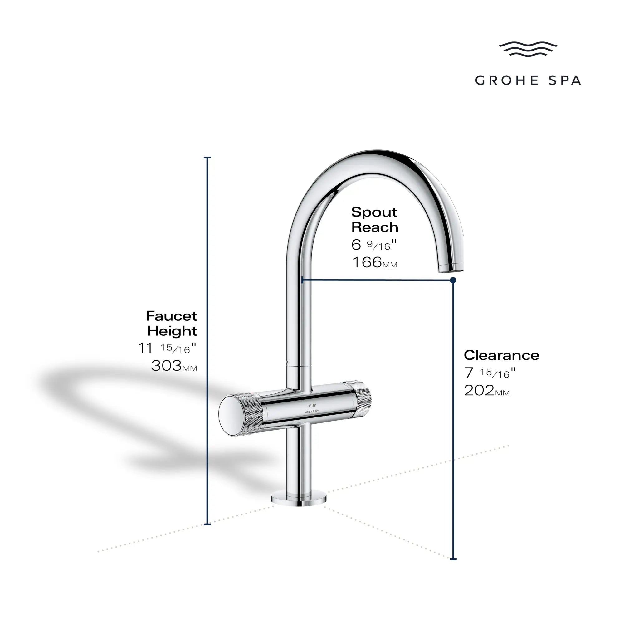 Atrio Private Collection Single Hole 8-Inch Widespread 2-Handle L-Size Bathroom Faucet with Knob Handles, 1.2 GPM (4.5 L/min) // HARD GRAPHITE // 284741_AtrioPC_Infographic_105337_0001_MAY2026_0_CDNwebp.webp