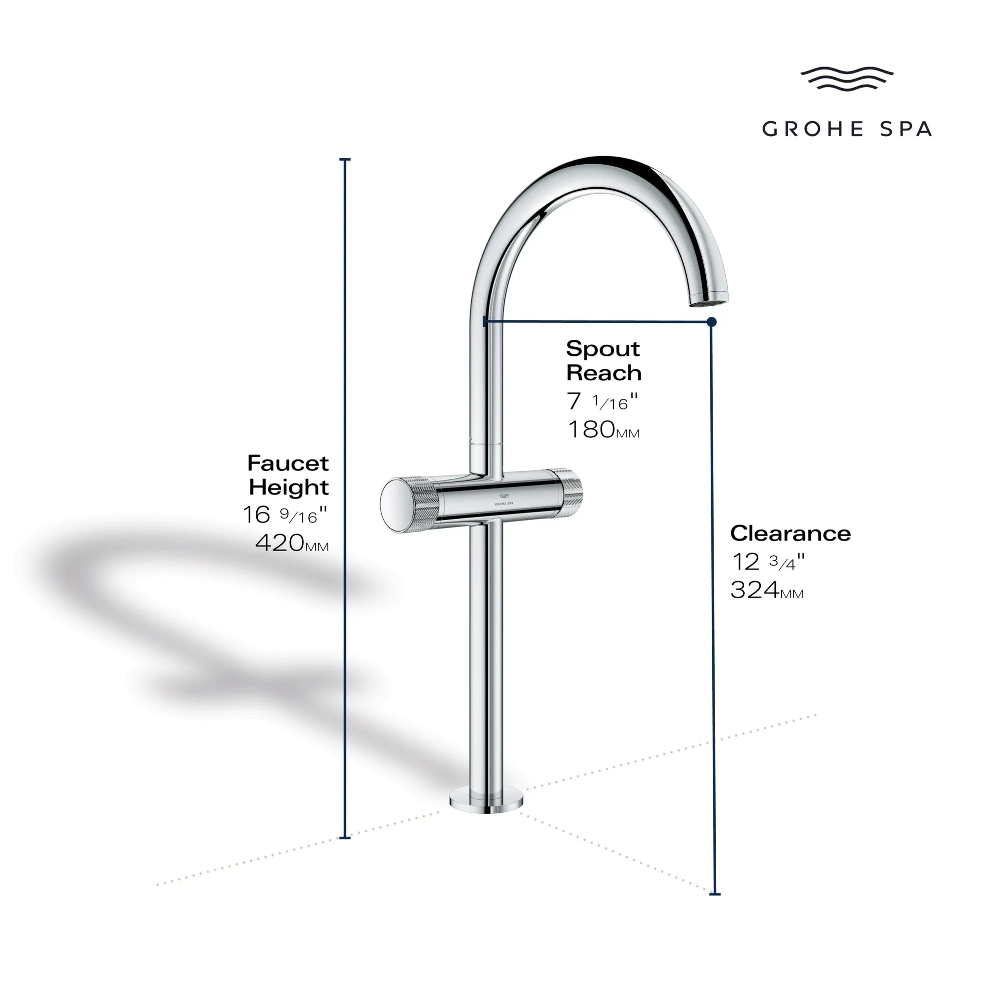 Atrio Private Collection Single Hole Two-Handle Vessel Sink Faucet with Knob Handles, 1.2 GPM (4.5 L/min) // BRUSHED COOL SUNRISE // 284745_AtrioPC_Infographic_105342_0001_MAY2026_0_CDNwebp.webp