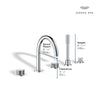 [105350A000] Atrio Private Collection 5-Hole 2-Handle Deckmount Tub Filler with Knob Handles with 1.75 GPM Hand Shower - Hard Graphite