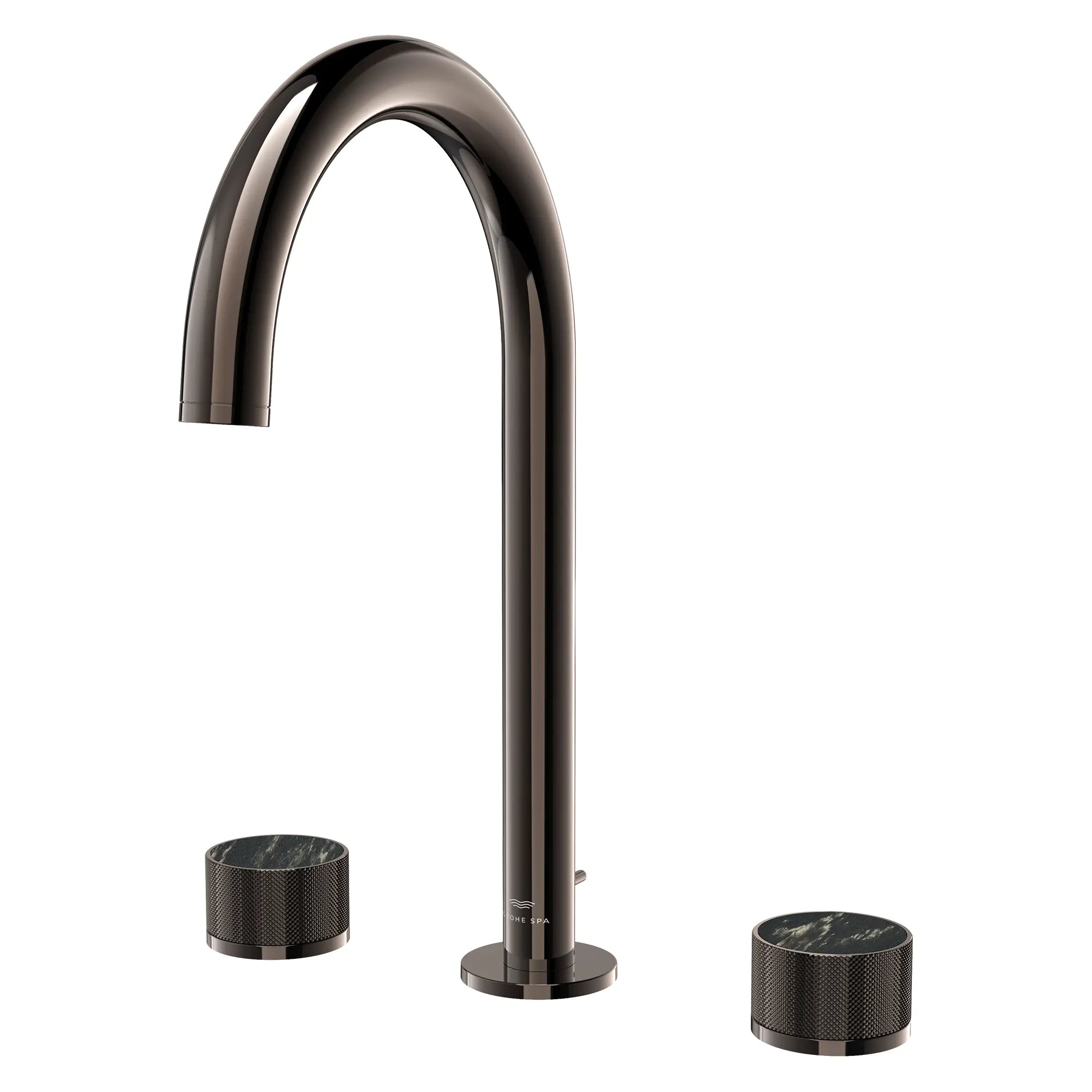 Atrio Private Collection 8-inch Widespread 2-Handle M-Size Bathroom Faucet with Knob Handles, 1.2 GPM (4.5 L/min) // HARD GRAPHITE // 285288_Atrio_PC_SiloLeft_105339A000_48461_0001_APRIL2026_0_CDNwebp.webp