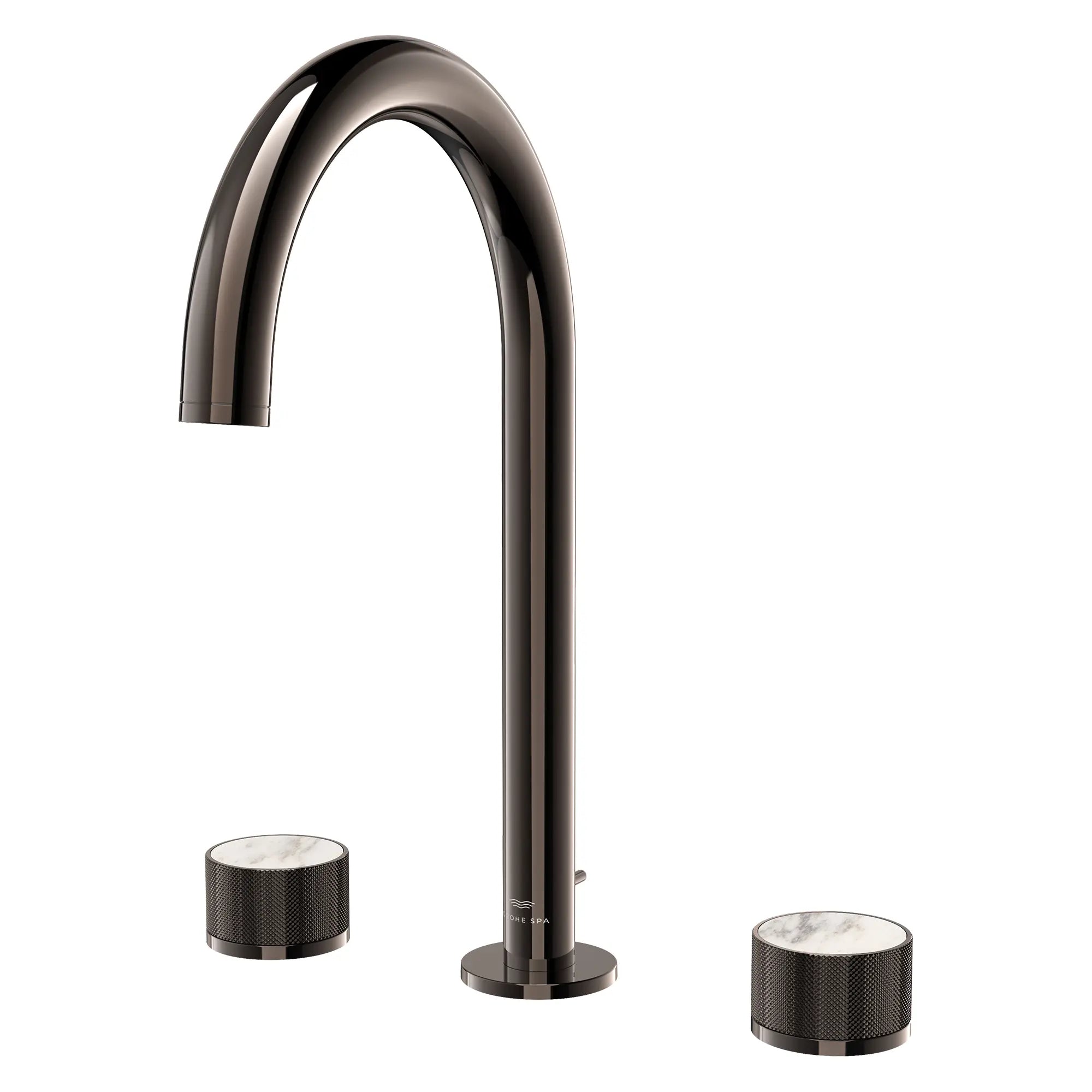 Atrio Private Collection 8-inch Widespread 2-Handle M-Size Bathroom Faucet with Knob Handles, 1.2 GPM (4.5 L/min) // HARD GRAPHITE // 285290_Atrio_PC_SiloLeft_105339A000_48460_0001_APRIL2026_0_CDNwebp.webp