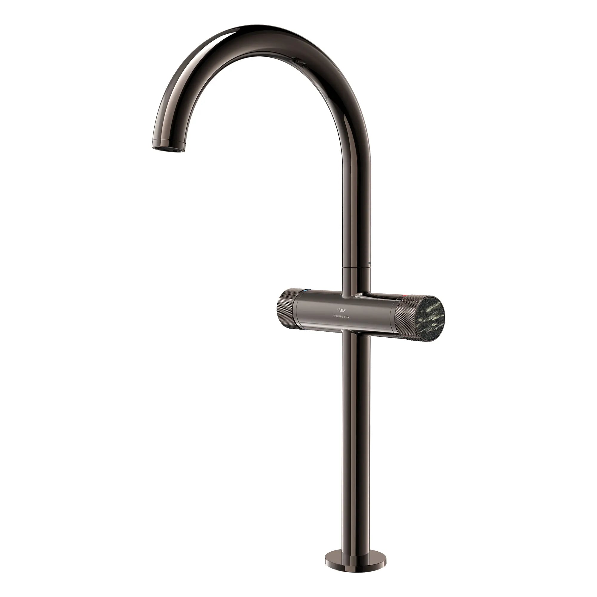 Atrio Private Collection Single Hole Two-Handle Vessel Sink Faucet with Knob Handles, 1.2 GPM (4.5 L/min) // HARD GRAPHITE // 285291_Atrio_PC_SiloLeft_105342A000_48457_0001_APRIL2026_0_CDNwebp.webp