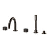 [105350A000] Atrio Private Collection 5-Hole 2-Handle Deckmount Tub Filler with Knob Handles with 1.75 GPM Hand Shower - Hard Graphite