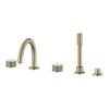 [105350EN00] Atrio Private Collection 5-Hole 2-Handle Deckmount Tub Filler with Knob Handles with 1.75 GPM Hand Shower - Hard Graphite