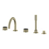 [105350EN00] Atrio Private Collection 5-Hole 2-Handle Deckmount Tub Filler with Knob Handles with 1.75 GPM Hand Shower - Hard Graphite