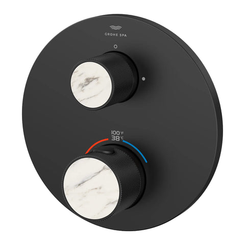 Atrio Private Collection Dual Function 2-Handle Thermostatic Valve Trim with Control Module with Knob Handles - Matte Black