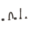 [105350A000] Atrio Private Collection 5-Hole 2-Handle Deckmount Tub Filler with Knob Handles with 1.75 GPM Hand Shower - Hard Graphite