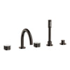[105350A000] Atrio Private Collection 5-Hole 2-Handle Deckmount Tub Filler with Knob Handles with 1.75 GPM Hand Shower - Hard Graphite