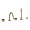[105350EN00] Atrio Private Collection 5-Hole 2-Handle Deckmount Tub Filler with Knob Handles with 1.75 GPM Hand Shower - Hard Graphite