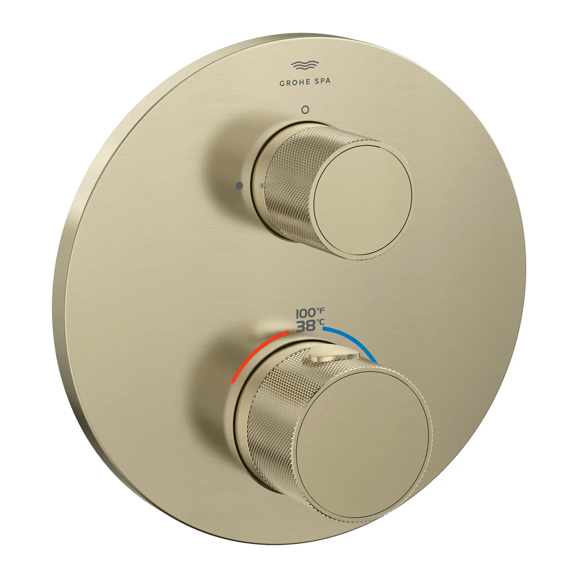 Atrio Private Collection Dual Function 2-Handle Thermostatic Valve Trim with Control Module with Knob Handles // BRUSHED NICKEL INFINITYFINISH // 285350_Atrio_PC_SiloRight_105366EN00_0001_APRIL2026_0_CDNwebp.webp