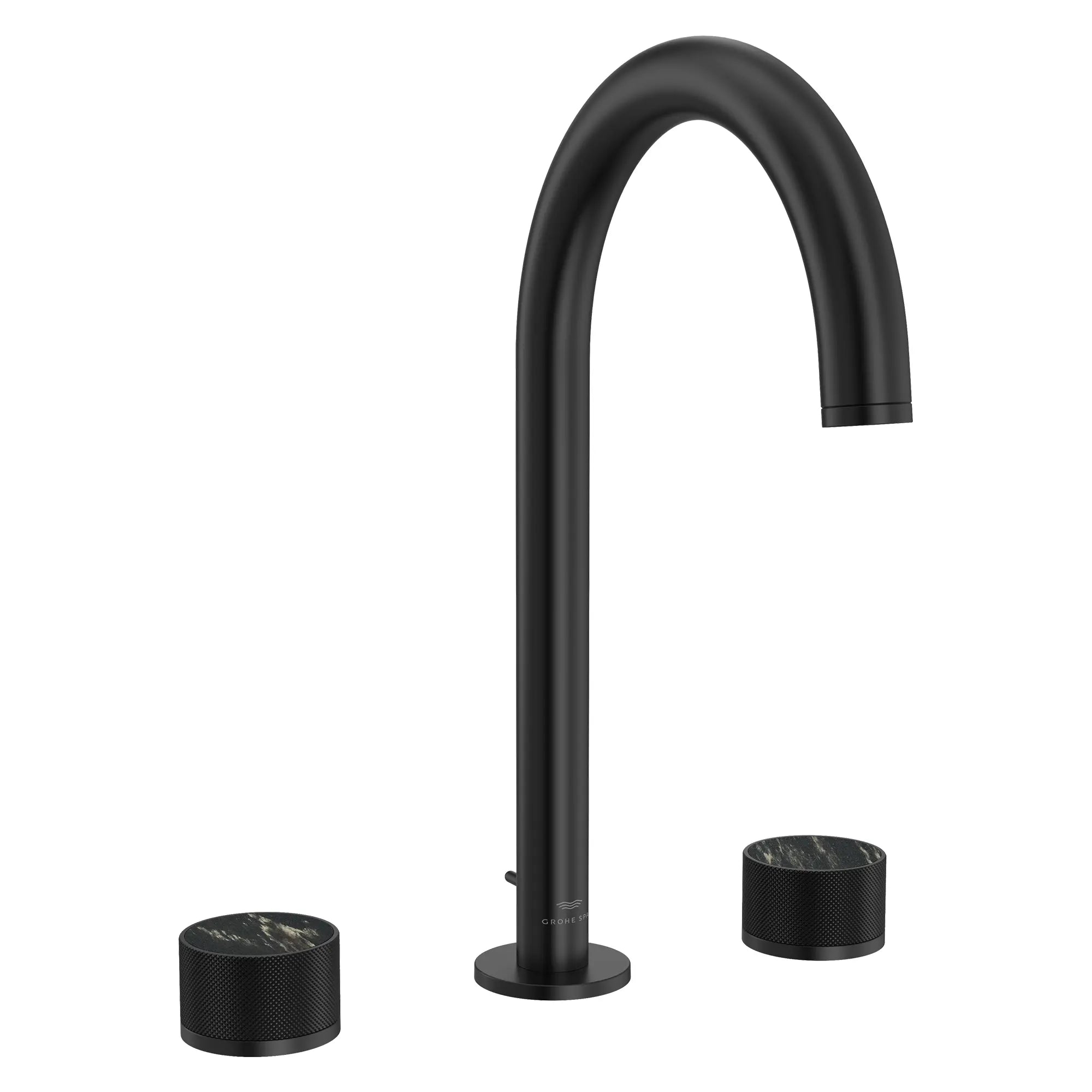 Atrio Private Collection 8-inch Widespread 2-Handle M-Size Bathroom Faucet with Knob Handles, 1.2 GPM (4.5 L/min) // MATTE BLACK // 285364_Atrio_PC_SiloRight_1053392430_48461_0001_APRIL2026_0_CDNwebp.webp