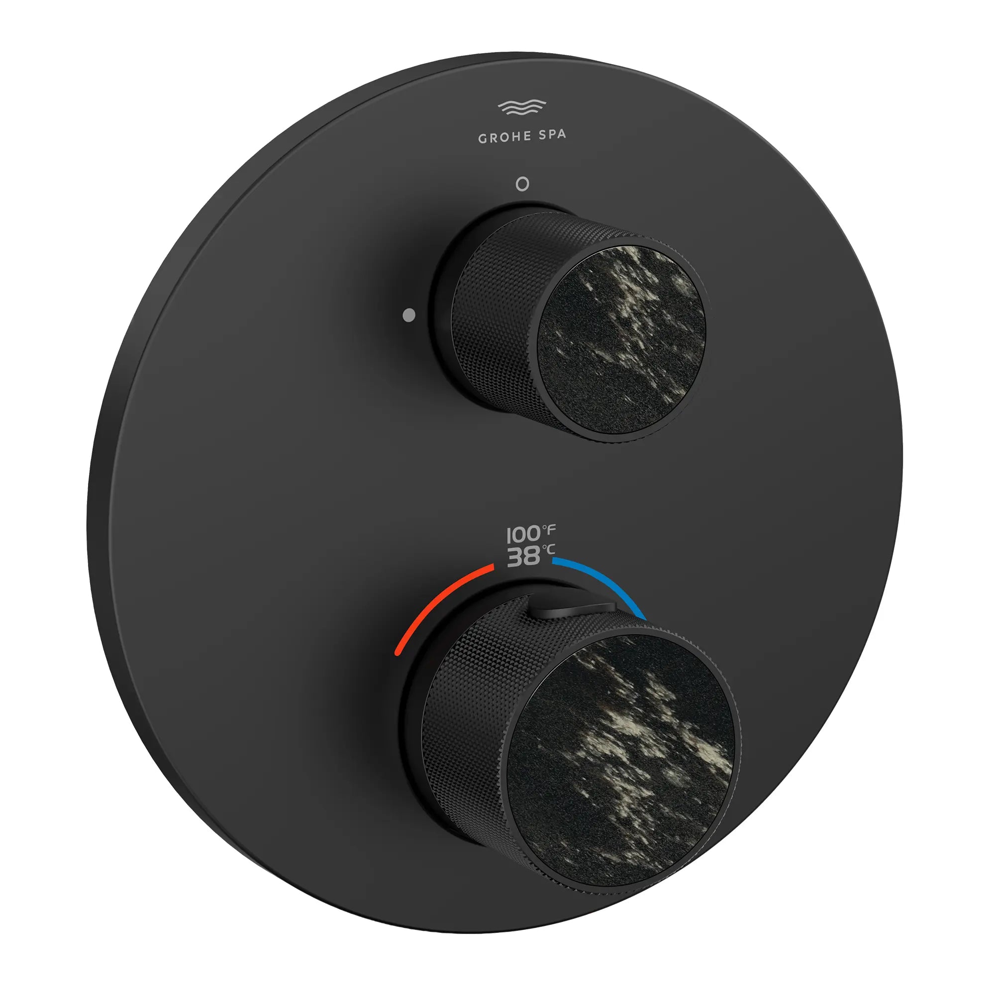 Atrio Private Collection Dual Function 2-Handle Thermostatic Valve Trim with Control Module with Knob Handles // MATTE BLACK // 285374_Atrio_PC_SiloRight_1053662430_484672430_0001_APRIL2026_0_CDNwebp.webp