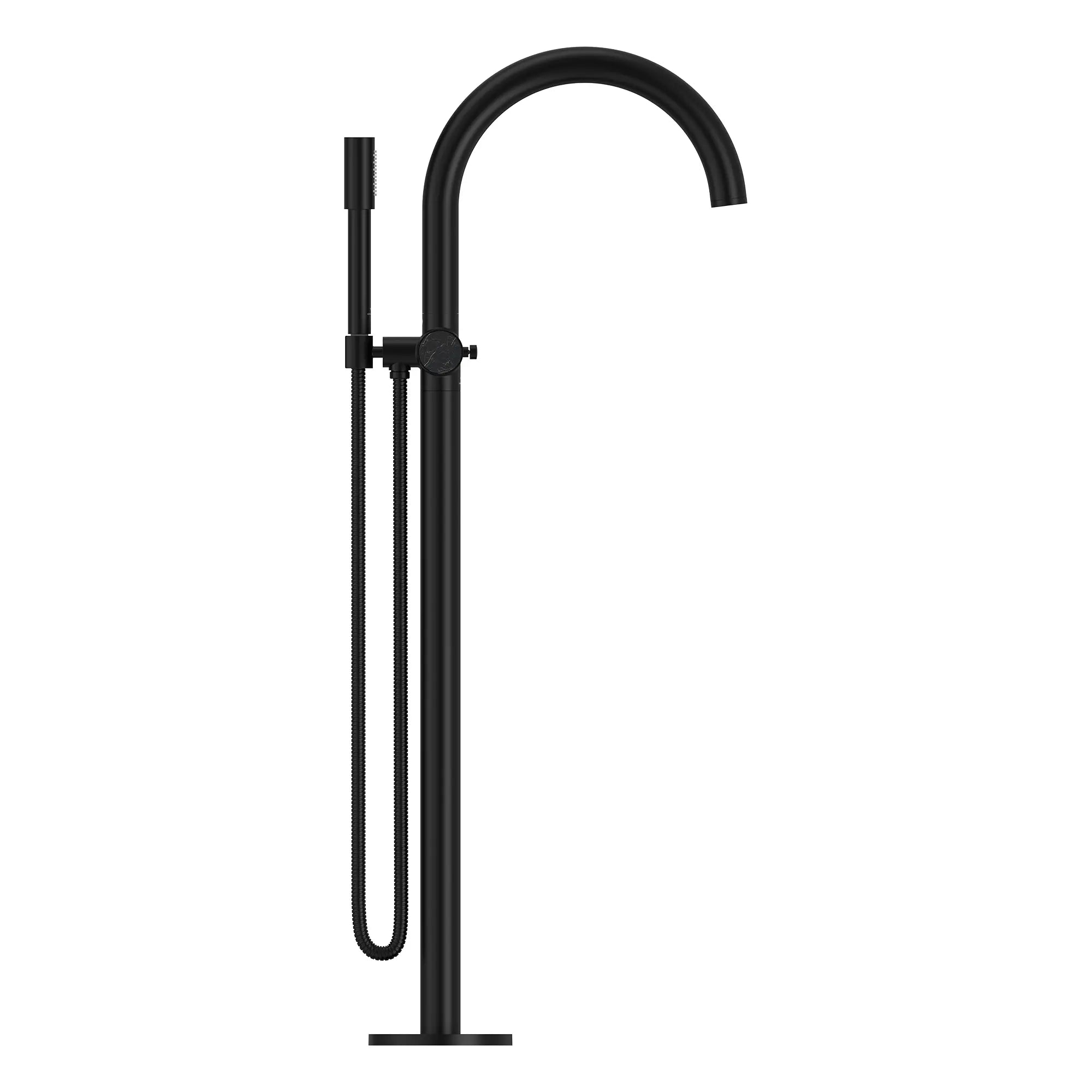 Atrio Private Collection 2-Handle Free Standing Tub Filler with Knob Handles, with 1.75 GPM Hand Shower // MATTE BLACK // 285402_Atrio_PC_SiloSide_105772243_48461243_0001_APRIL2026_0_CDNwebp.webp
