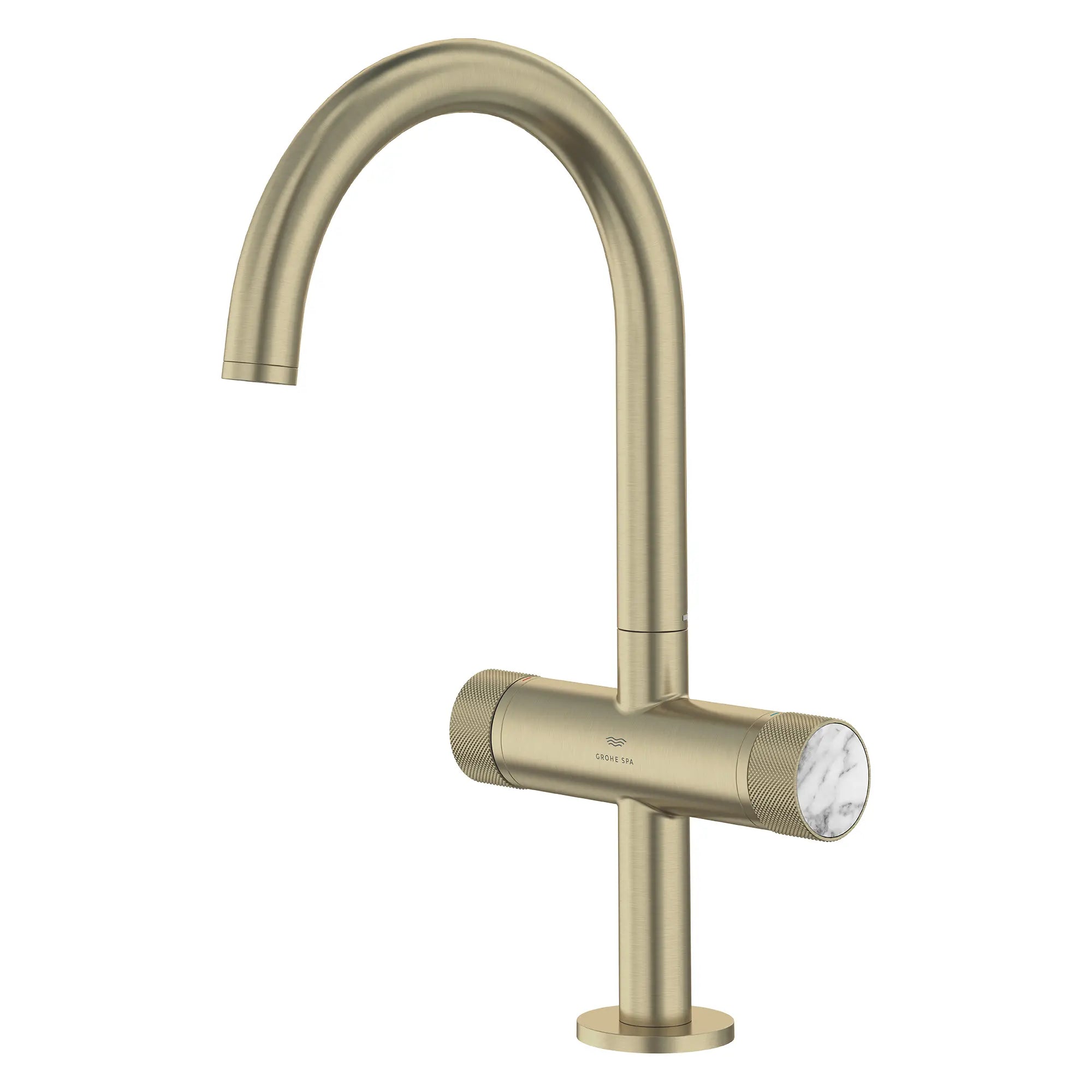 Atrio Private Collection Single Hole 8-Inch Widespread 2-Handle L-Size Bathroom Faucet with Knob Handles, 1.2 GPM (4.5 L/min) // BRUSHED NICKEL INFINITYFINISH // 285415_Atrio_SiloLeft_105337EN00_48456EN00_0001_MARCH2026_0_CDNwebp.webp