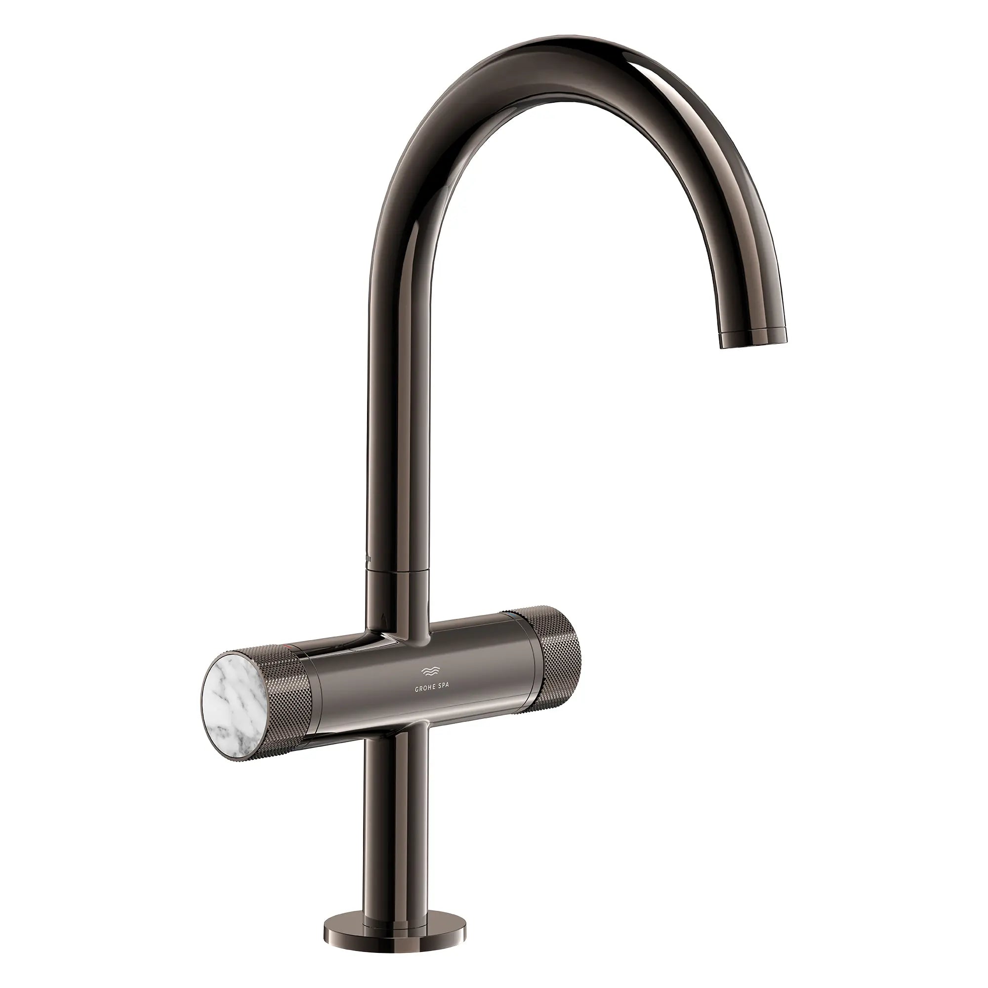 Atrio Private Collection Single Hole 8-Inch Widespread 2-Handle L-Size Bathroom Faucet with Knob Handles, 1.2 GPM (4.5 L/min) // HARD GRAPHITE // 285435_Atrio_SiloRight_105337A000_48456A000_0001_MARCH2026_0_CDNwebp.webp