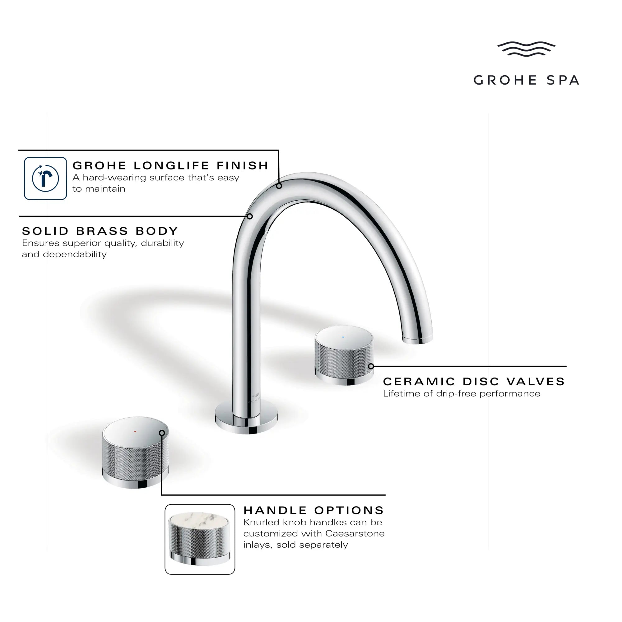 Atrio Private Collection 3-Hole 2-Handle Deck Mount Roman Tub Faucet with Knob Handles // BRUSHED COOL SUNRISE // 285618_AtrioPC_Infographic_105365_0002_MAY2026_0_CDNwebp.webp