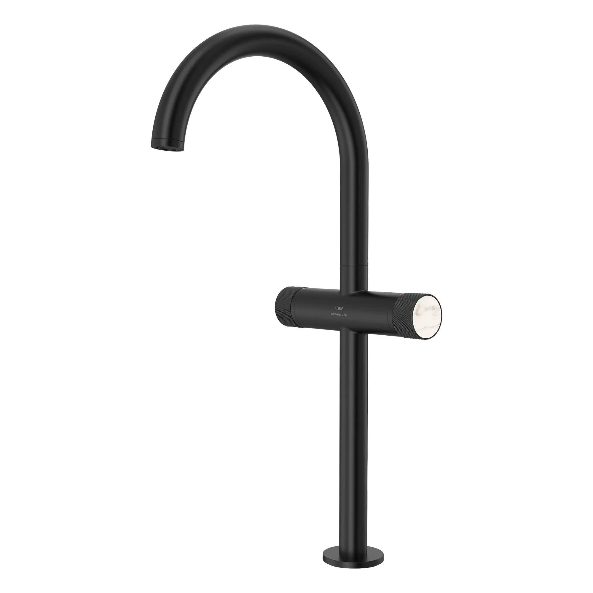 Atrio Private Collection Single Hole Two-Handle Vessel Sink Faucet with Knob Handles, 1.2 GPM (4.5 L/min) // MATTE BLACK // 286471_Atrio_PC_SiloLeft_1053422430_48456_0001_APRIL2026_0_CDNwebp.webp