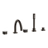 [105350A000] Atrio Private Collection 5-Hole 2-Handle Deckmount Tub Filler with Knob Handles with 1.75 GPM Hand Shower - Hard Graphite