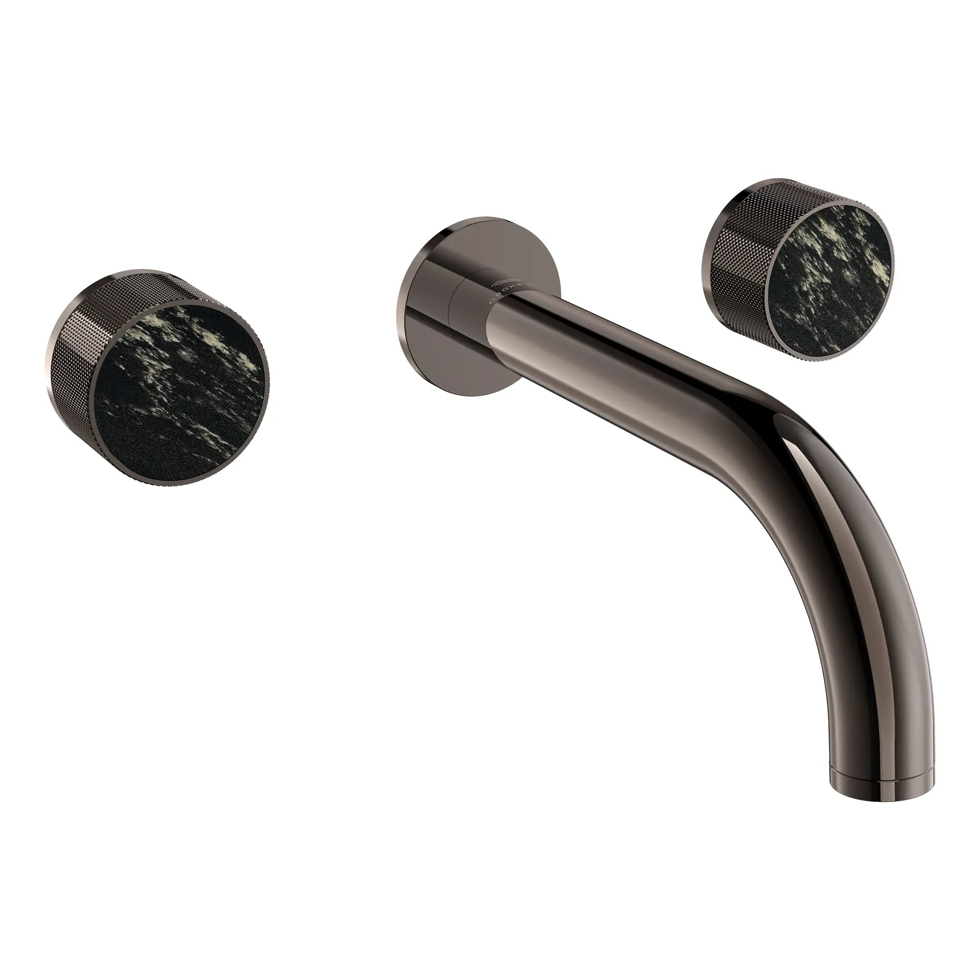 Atrio Private Collection 2-Handle Wall Mount Faucet, Knob Handles, 1.2 GPM (4.5L.min) // HARD GRAPHITE // 286511_Atrio_PC_SiloRight_105364A000_48461_0001_APRIL2026_0_CDNwebp.webp
