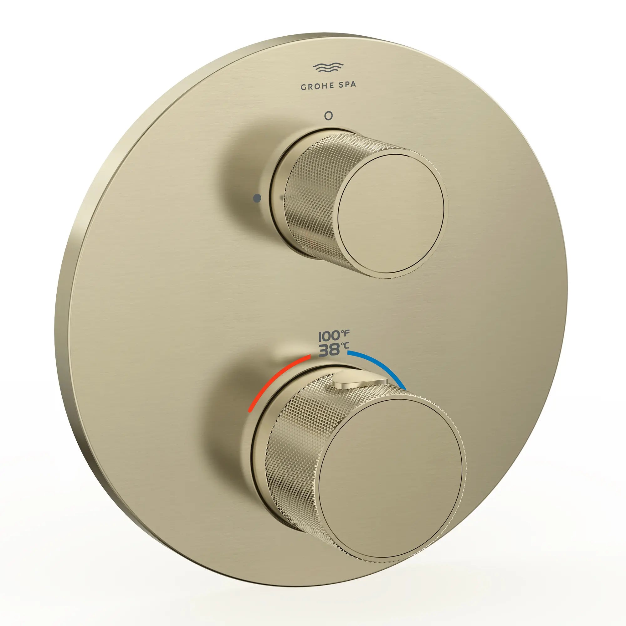Atrio Private Collection Dual Function 2-Handle Thermostatic Valve Trim with Control Module with Knob Handles // BRUSHED NICKEL INFINITYFINISH // 286519_Atrio_PC_SiloRight_105366EN00_0001_APRIL2026_0_CDNwebp.webp