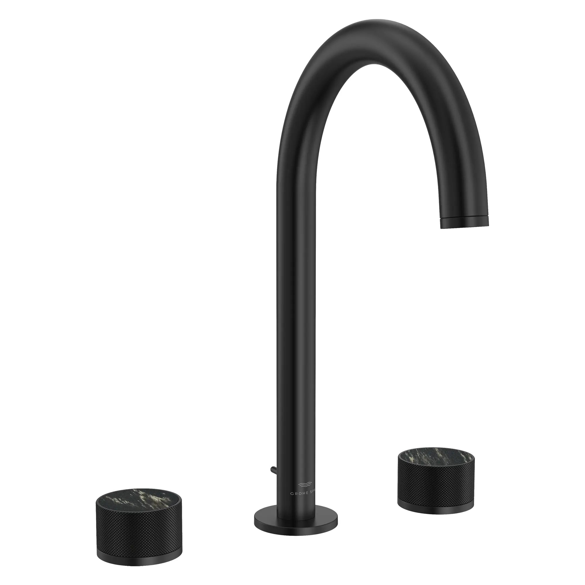 Atrio Private Collection 8-inch Widespread 2-Handle M-Size Bathroom Faucet with Knob Handles, 1.2 GPM (4.5 L/min) // MATTE BLACK // 286547_Atrio_PC_SiloRight_1053392430_48461_0001_APRIL2026_0_CDNwebp.webp