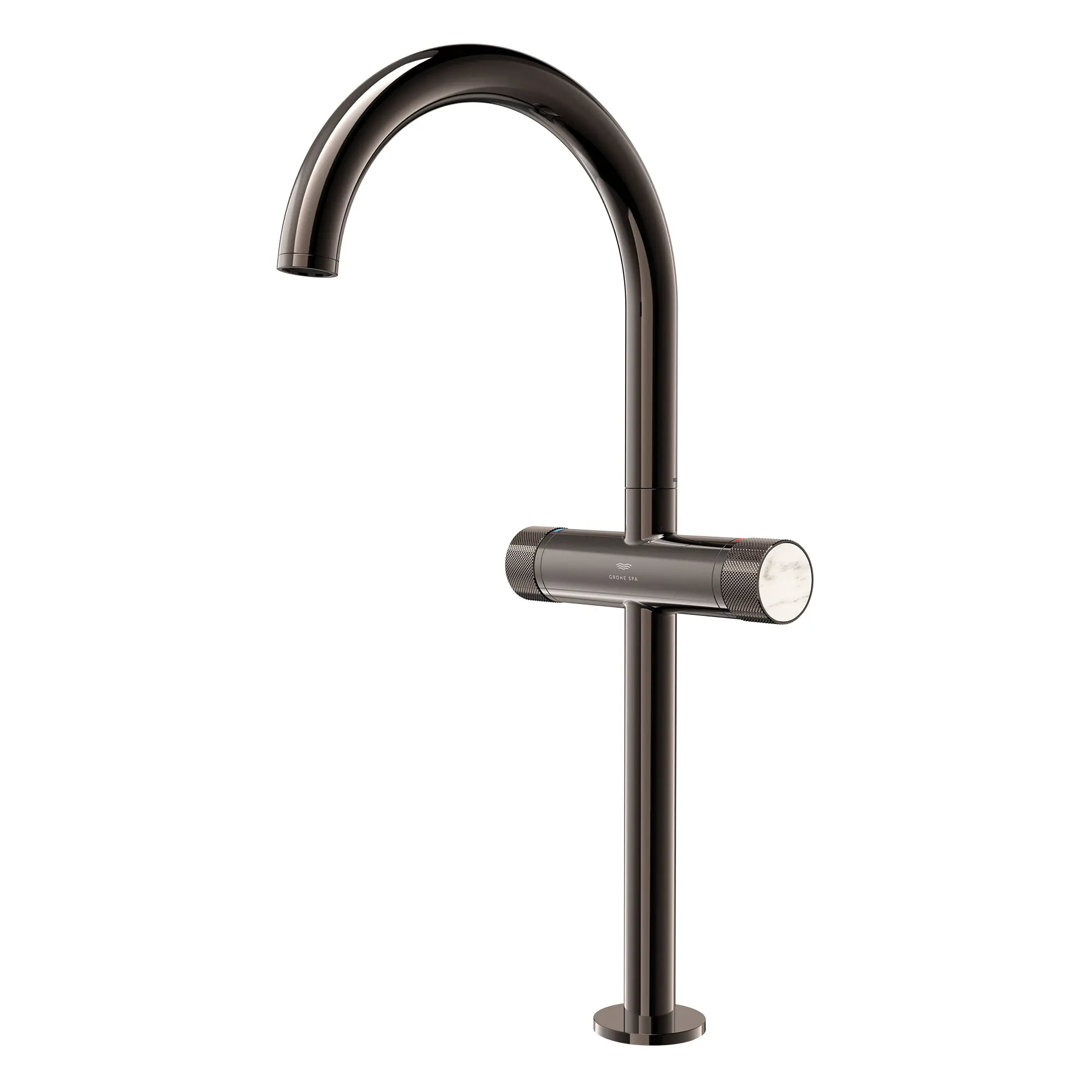 Atrio Private Collection Single Hole Two-Handle Vessel Sink Faucet with Knob Handles, 1.2 GPM (4.5 L/min) // HARD GRAPHITE // 286574_Atrio_PC_SiloLeft_105342A000_48456_0001_APRIL2026_0_CDNwebp.webp