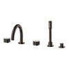 [105350A000] Atrio Private Collection 5-Hole 2-Handle Deckmount Tub Filler with Knob Handles with 1.75 GPM Hand Shower - Hard Graphite